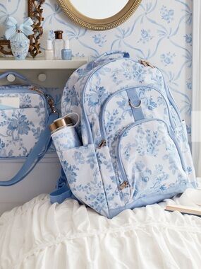 LoveShackFancy x Pottery Barn teen Blue Garden Party Backpack